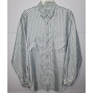 JAG Sportswear Shirt Men M Grey White Vintage Crinkle Stripe Unique Find Preppy